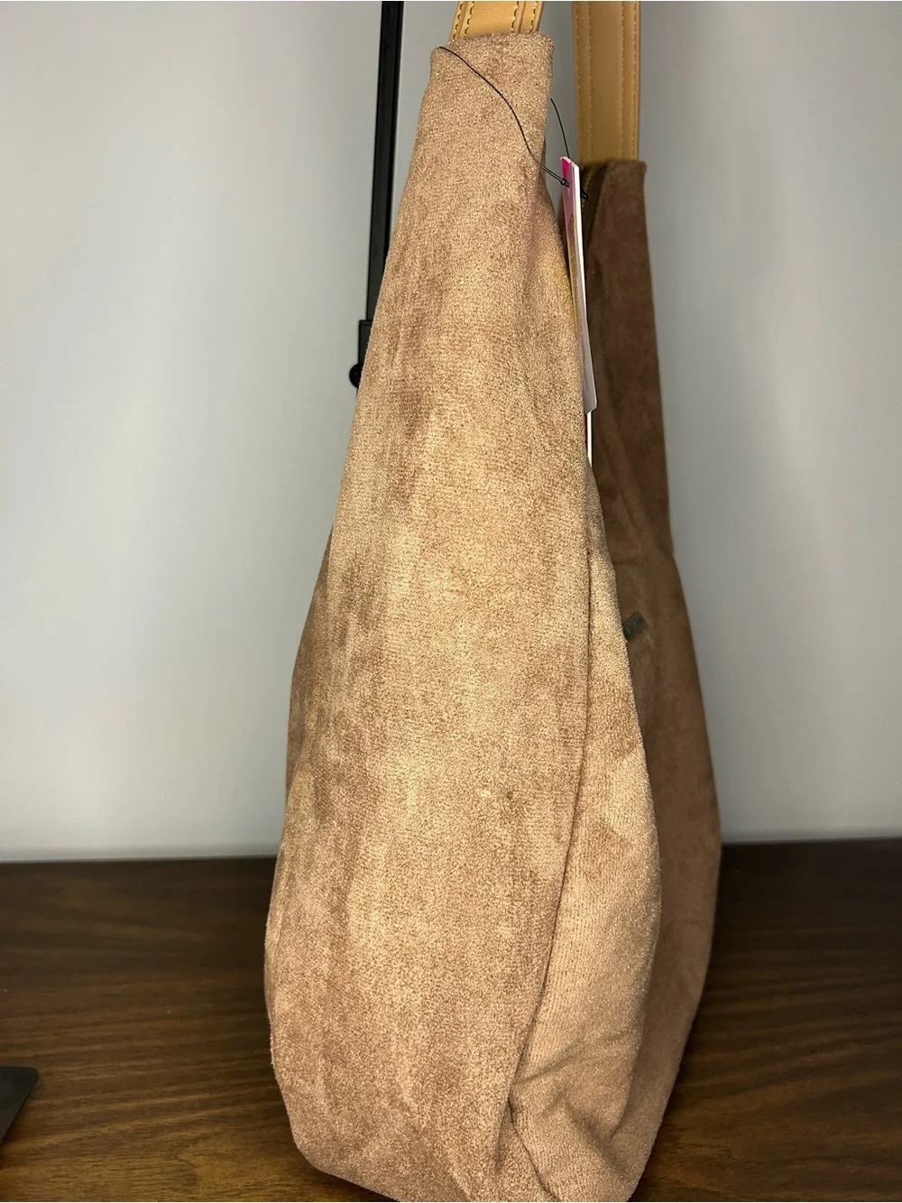 NWT Catherine Malandrino Taupe Suede Hobo Shoulder Bag